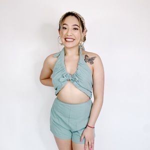 NWT Samantha Pleet Pinup Halter Peekaboo Romper 6